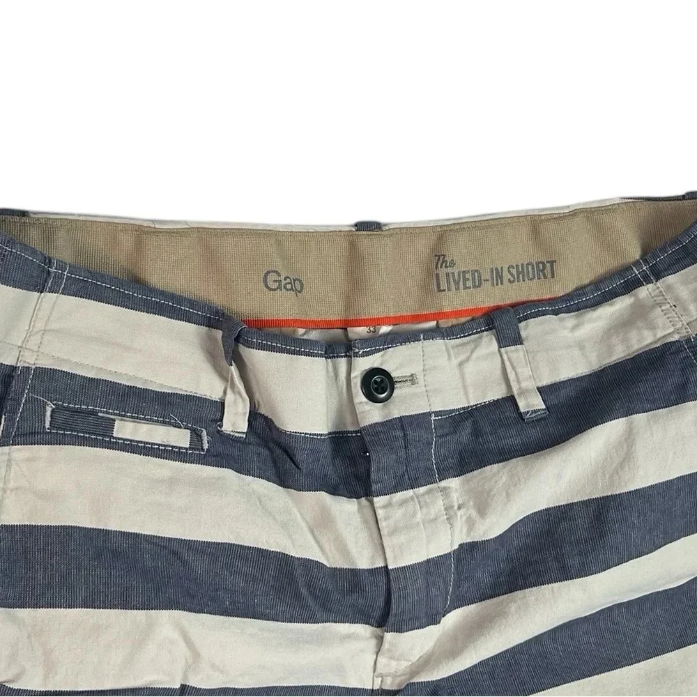 SH721 Men’s Gap Lived In Flex Waistband Striped Chino Shorts 33